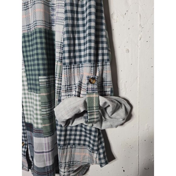 Above and Beyond Womens Plaid Long Sleeve Top Plus Size 2X Fall Western Stretch - Picture 4 of 10